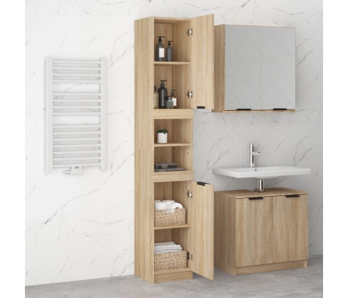 Armario de baño madera ingeniería roble Sonoma 32x34x188,5 cm