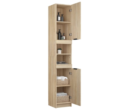 Armario de baño madera ingeniería roble Sonoma 32x34x188,5 cm