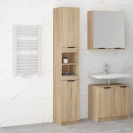 Armario de baño madera ingeniería roble Sonoma 32x34x188,5 cm