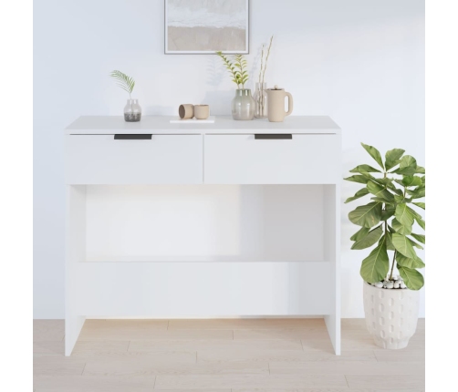 Mesa consola de madera contrachapada blanco 90x36x75 cm