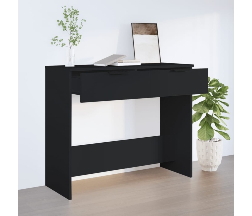 Mesa consola madera de ingeniería negro 90x36x75 cm