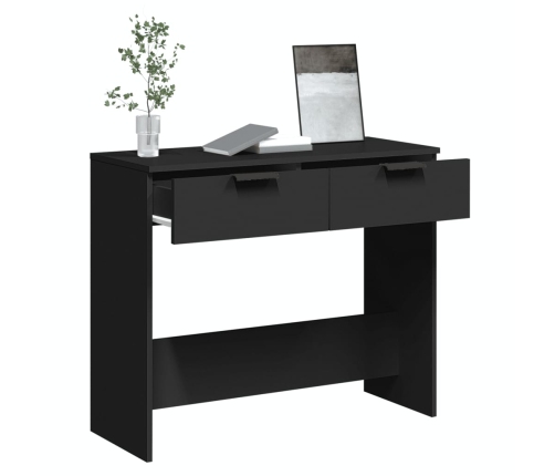 Mesa consola madera de ingeniería negro 90x36x75 cm