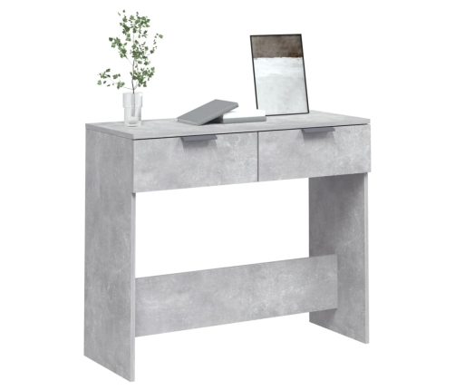 vidaXL Mesa consola de madera contrachapada gris hormigón 90x36x75 cm