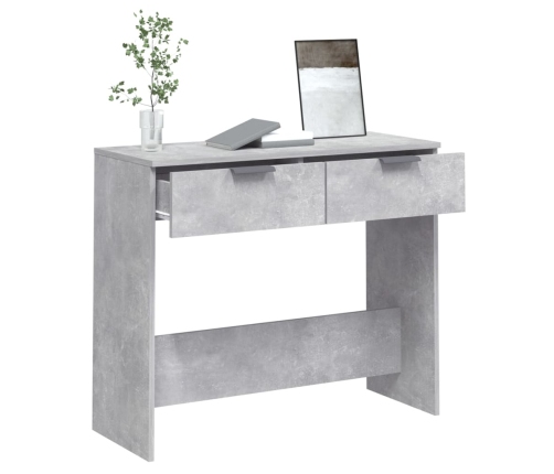 vidaXL Mesa consola de madera contrachapada gris hormigón 90x36x75 cm