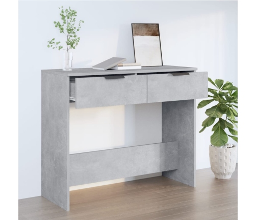 vidaXL Mesa consola de madera contrachapada gris hormigón 90x36x75 cm