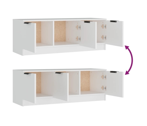 Mueble de TV madera contrachapada blanco 102x35x36,5 cm