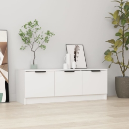 Mueble de TV madera contrachapada blanco 102x35x36,5 cm