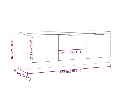 vidaXL Mueble de TV madera contrachapada negro 102x35x36,5 cm