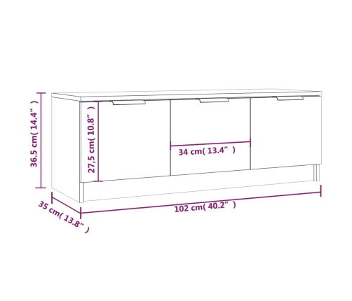 Mueble de TV madera contrachapada roble Sonoma 102x35x36,5 cm