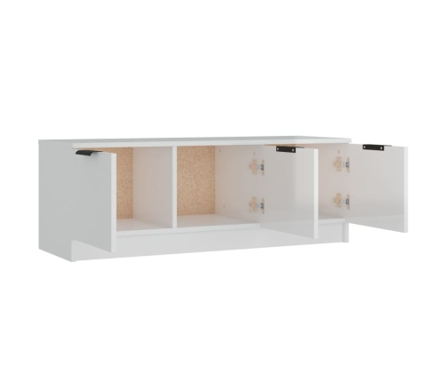 Mueble de TV madera contrachapada blanco brillo 102x35x36,5 cm