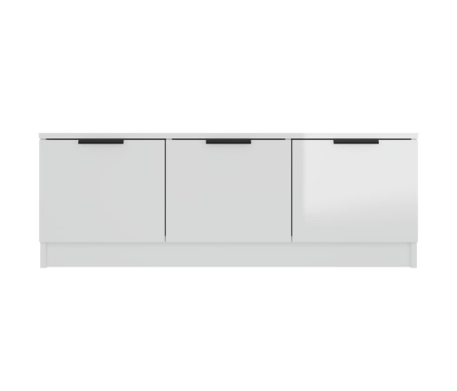 Mueble de TV madera contrachapada blanco brillo 102x35x36,5 cm