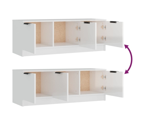 vidaXL Mueble de TV madera contrachapada blanco brillo 102x35x36,5 cm