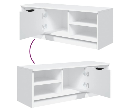 Mueble de TV madera contrachapada blanco 102x35,5x36,5 cm