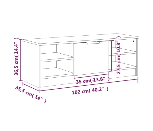 Mueble de TV madera contrachapada blanco 102x35,5x36,5 cm