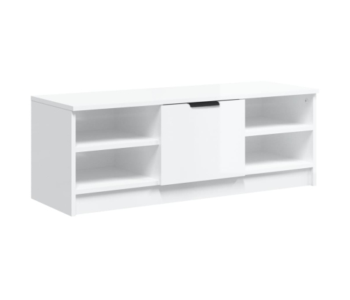 vidaXL Mueble de TV madera contrachapada blanco brillo 102x35,5x36,5cm