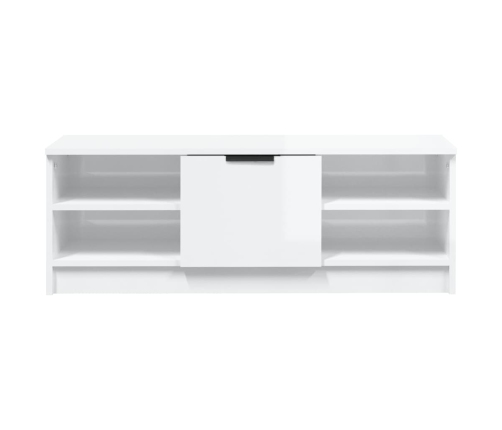 vidaXL Mueble de TV madera contrachapada blanco brillo 102x35,5x36,5cm