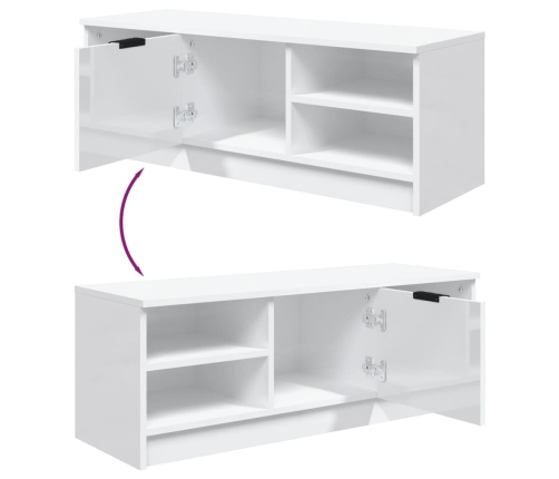 vidaXL Mueble de TV madera contrachapada blanco brillo 102x35,5x36,5cm