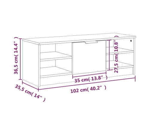 vidaXL Mueble de TV madera contrachapada blanco brillo 102x35,5x36,5cm