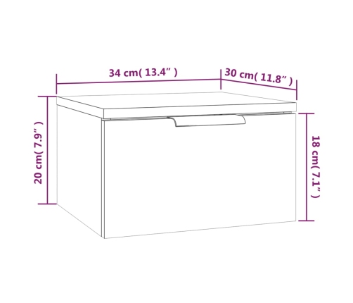 Mesitas de noche de pared 2 uds blanco 34x30x20 cm