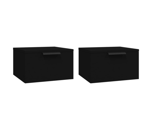 Mesitas de noche de pared 2 uds negro 34x30x20 cm