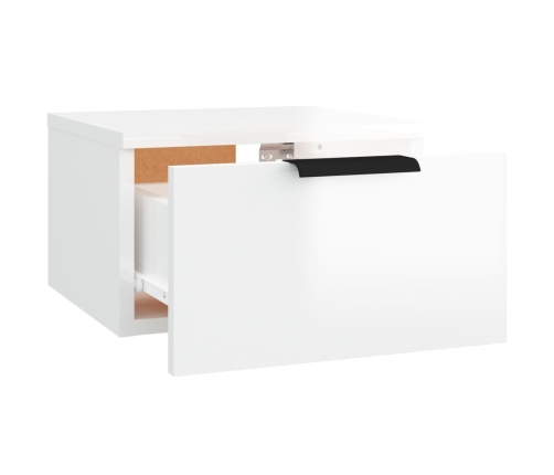 Mesitas de noche de pared 2 uds blanco brillo 34x30x20 cm