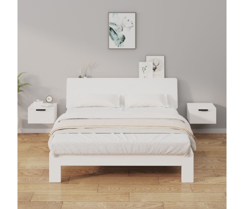 Mesitas de noche de pared 2 uds blanco brillo 34x30x20 cm