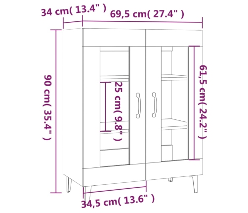 Aparador de madera de ingeniería blanco 69,5x34x90 cm