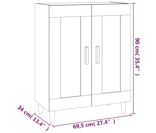 Aparador de madera contrachapada blanco 69,5x34x90 cm