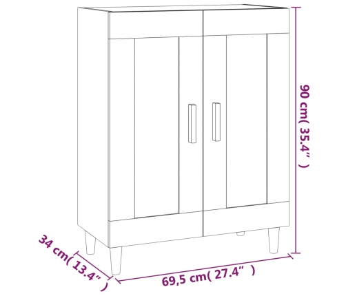 Aparador de madera contrachapada negro 69,5x34x90 cm