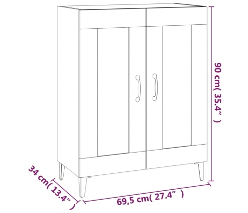 Aparador de madera contrachapada blanco 69,5x34x90 cm