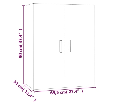 Armario de pared colgante blanco 69,5x34x90 cm