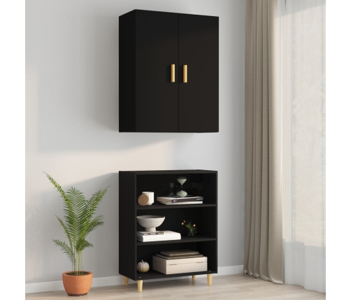 Armario de pared colgante negro 69,5x34x90 cm