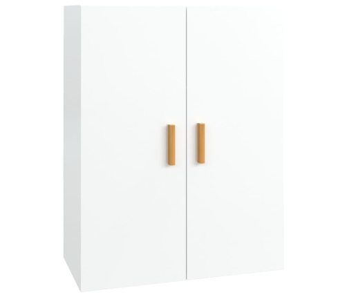 Armario de pared colgante blanco brillante 69,5x34x90 cm