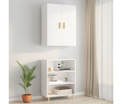 Armario de pared colgante blanco brillante 69,5x34x90 cm