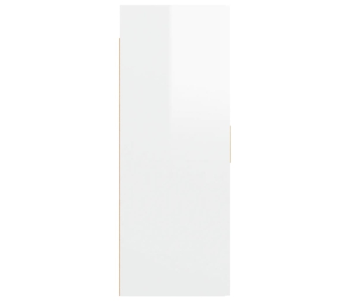 Armario de pared colgante blanco brillante 69,5x34x90 cm