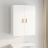 Armario de pared colgante blanco brillante 69,5x34x90 cm