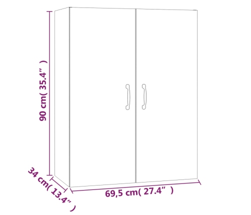 Armario colgante de madera de ingeniería blanco 69,5x34x90 cm