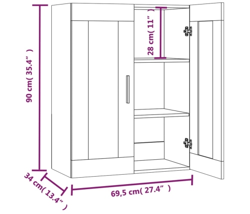 Armario de pared colgante blanco 69,5x34x90 cm