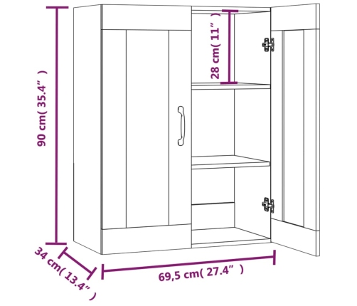 Armario de pared colgante blanco 69,5x34x90 cm