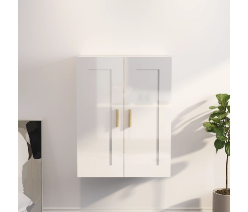 vidaXL Armario pared madera contrachapada blanco brillo 69,5x32,5x90cm