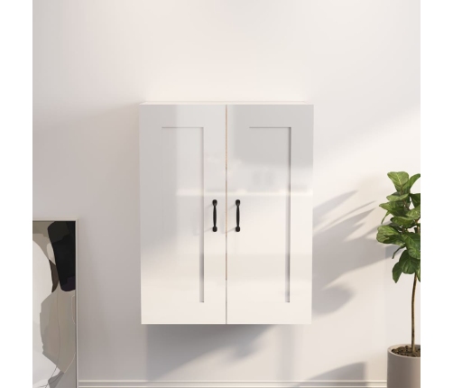 Armario de pared colgante blanco brillante 69,5x32,5x90 cm