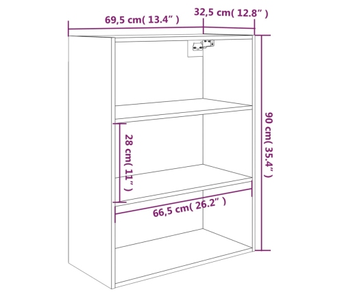 Armario colgante de pared negro 69,5x32,5x90 cm