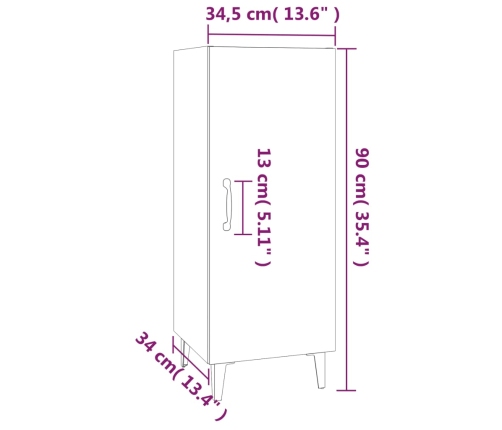 Aparador de madera contrachapada blanco 34,5x34x90 cm