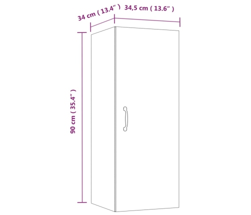 vidaXL Armario de pared madera de ingeniería blanco 34,5x34x90 cm