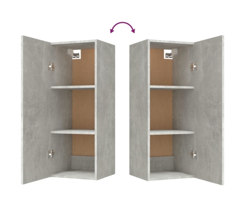 Armario de pared contrachapada gris hormigón 34,5x34x90 cm