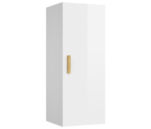 vidaXL Armario pared madera contrachapada blanco brillo 34,5x34x90 cm