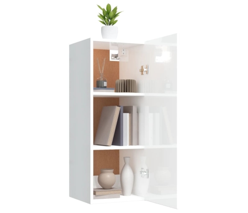 vidaXL Armario pared madera contrachapada blanco brillo 34,5x34x90 cm