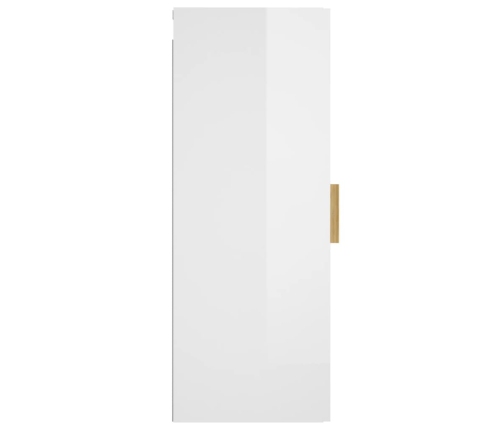 vidaXL Armario pared madera contrachapada blanco brillo 34,5x34x90 cm