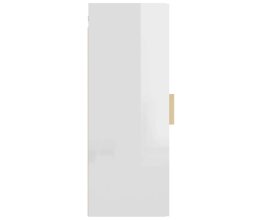 Armario de pared colgante blanco brillante 34,5x34x90 cm