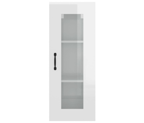 Armario de pared colgante blanco brillante 34,5x34x90 cm